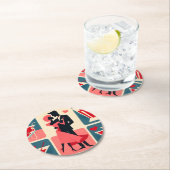 Mid Century Valentijn Dancing Paar Ronde Kartonnen Onderzetter (Insitu)