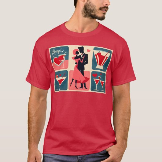 Mid Century Valentijn Dancing Paar T-shirt (Voorkant)