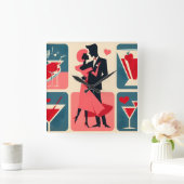 Mid Century Valentijn Dancing Paar Vierkante Klok (Huis)