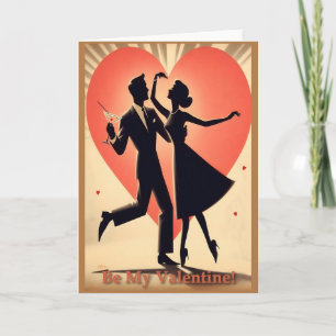 Mid Century Valentijn Dansend Paar met Martini Kaart