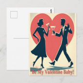 Mid Century Valentijn Hip Martini Dancing Paar Briefkaart (Voorkant / Achterkant)