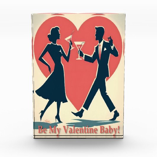 Mid Century Valentijn Hip Martini Dancing Paar Fotoblokken (Voorkant)