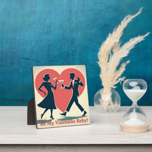 Mid Century Valentijn Hip Martini Dancing Paar Fotoplaat (Insitu)