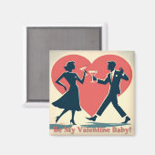 Mid Century Valentijn Hip Martini Dancing Paar Magneet (Voorkant / Achterkant)