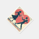 Mid Century Valentijn Hip Martini Dancing Paar Servet (Hoek)