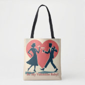 Mid Century Valentijn Hip Martini Dancing Paar Tote Bag (Voorkant)