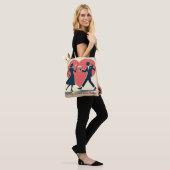 Mid Century Valentijn Hip Martini Dancing Paar Tote Bag (Op model)