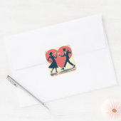 Mid Century Valentijn Hip Martini Dancing Paar Vierkante Sticker (Envelop)