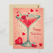 Mid Century Valentijn Martini cocktail Briefkaart (Voorkant / Achterkant)