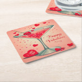 Mid Century Valentijn Martini cocktail Kartonnen Onderzetters (Schuin)