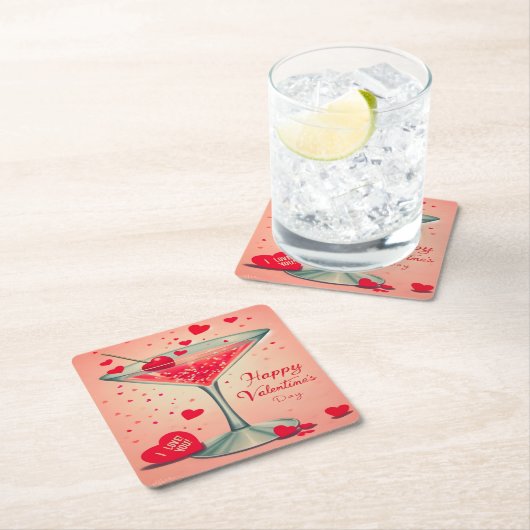 Mid Century Valentijn Martini cocktail Kartonnen Onderzetters (Insitu)