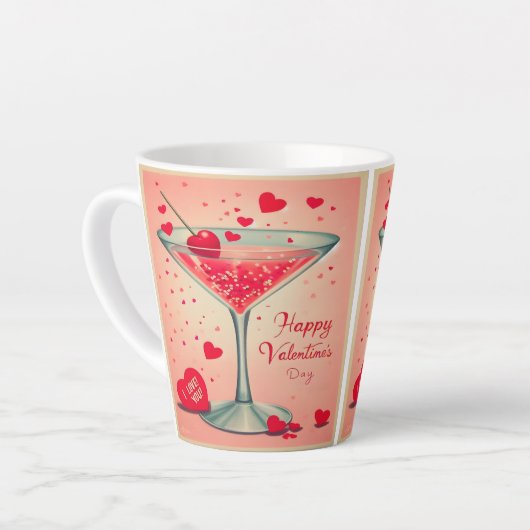 Mid Century Valentijn Martini cocktail Latte Mok (Linkerhoek)