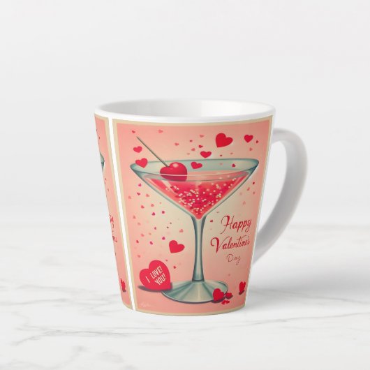 Mid Century Valentijn Martini cocktail Latte Mok (Rechterhoek)