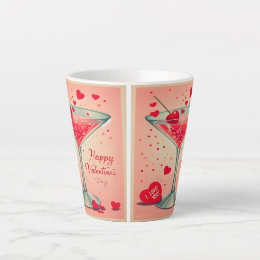 Mid Century Valentijn Martini cocktail Latte Mok (Voorkant)
