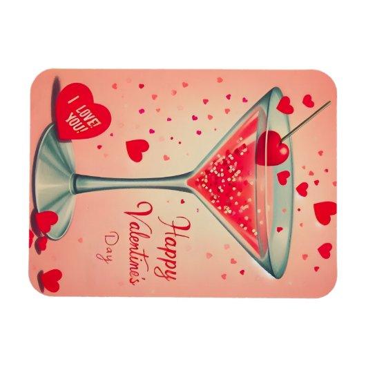 Mid Century Valentijn Martini cocktail Magneet (Horizontaal)