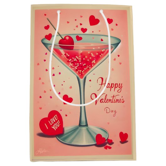 Mid Century Valentijn Martini cocktail Medium Cadeauzakje (Voorkant)