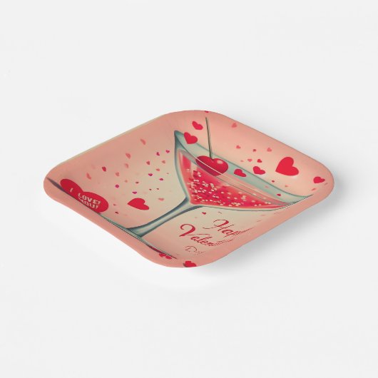 Mid Century Valentijn Martini cocktail Papieren Bordje (Gebogen)