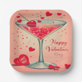 Mid Century Valentijn Martini cocktail Papieren Bordje (Voorkant)