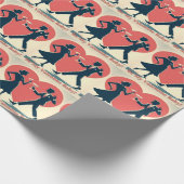 Mid Century Valentijn Modern Hip Dancing Paar Cadeaupapier (Hoek)