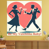 Mid Century Valentijn Modern Hip Dancing Paar Canvas Afdruk (Insitu (Woonkamer))