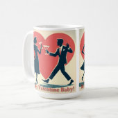 Mid Century Valentijn Modern Hip Dancing Paar Koffiemok (Voorkant links)