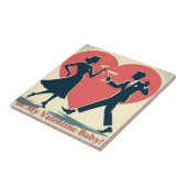 Mid Century Valentijn Modern Hip Dancing Paar Tegeltje (Zijkant)