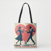 Mid Century Valentijn Modern Hip Dancing Paar Tote Bag (Voorkant)