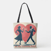 Mid Century Valentijn Modern Hip Dancing Paar Tote Bag (Achterkant)