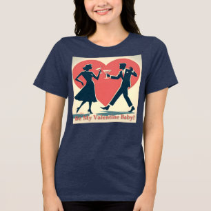 Mid Century Valentijn Modern Hip Dancing Paar Tri-Blend Shirt