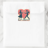 Mid Century Valentijn Modern Hip Dancing Paar Vierkante Sticker (Tas)