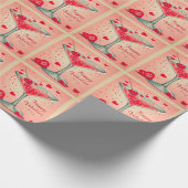 Mid Century Valentine Martini cocktail Cadeaupapier (Hoek)