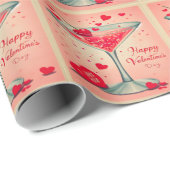 Mid Century Valentine Martini cocktail Cadeaupapier (Rol Hoek)