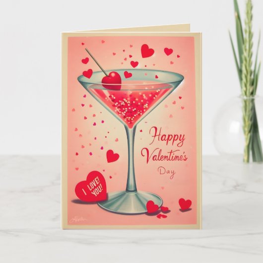 Mid Century Valentine Martini cocktail Kaart (Voorkant)