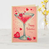 Mid Century Valentine Martini cocktail Kaart (Gele Bloem)
