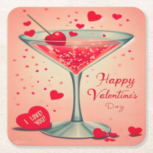 Mid Century Valentine Martini cocktail Kartonnen Onderzetters