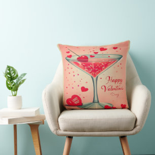 Mid Century Valentine Martini cocktail Kussen