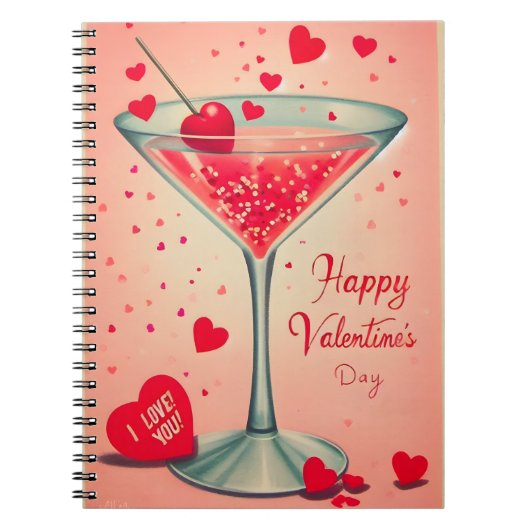 Mid Century Valentine Martini cocktail Notitieboek (Voorkant)