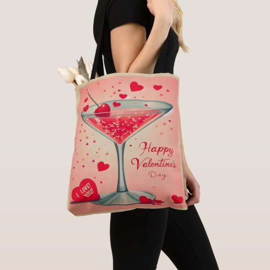 Mid Century Valentine Martini cocktail Tote Bag (Dichtbij)