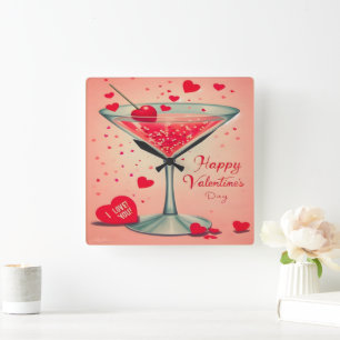 Mid Century Valentine Martini cocktail Vierkante Klok