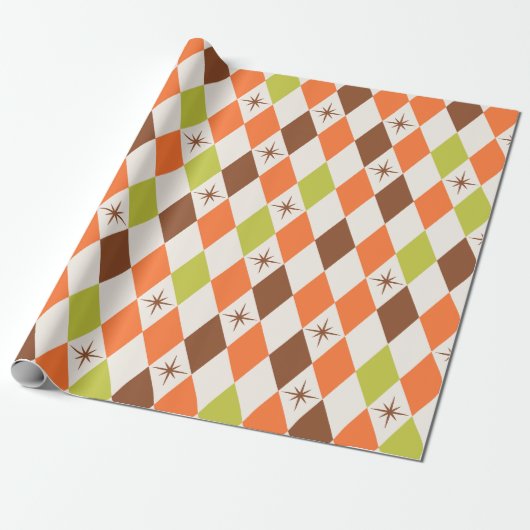 Mid-Century Vibes - Retro Geometrisch inpakpapier (Uitgerold)