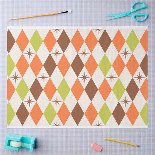 Mid-Century Vibes - Retro Geometrisch Weefselpapie Tissuepapier (Craft)
