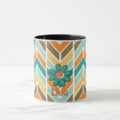 Mid Century Vibrant Aqua Stripe Coffee Mok (Midden)