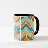 Mid Century Vibrant Aqua Stripe Coffee Mok (Voorkant rechts)