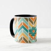 Mid Century Vibrant Aqua Stripe Coffee Mok (Voorkant links)