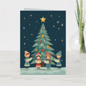 Mid Century Vintage Kerst Carolers Retro Feestdagen Kaart (Achterkant)
