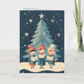 Mid Century Vintage Kerst Carolers Retro Feestdagen Kaart (Achterkant)