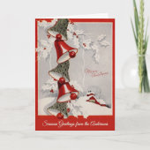 Mid-Century Vintage Snowcapped Christmas Bells Feestdagen Kaart (Voorkant)