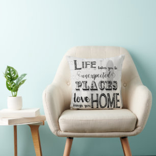 Mid-Century Wit Grijs Ovaal Inspirerend Quote Kussen