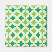 Mid Century Witte en Groene Cirkels op Starbursts Magneet (Voorkant)