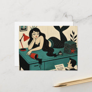 Mid Century Zeeheks op Bureaublad Briefkaart